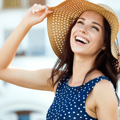 Woman smiling about preventive care